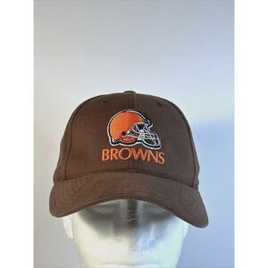 Vintage Cleveland Browns Strap Back Hat Cap Brown Reebok Logo Spellout Helmet